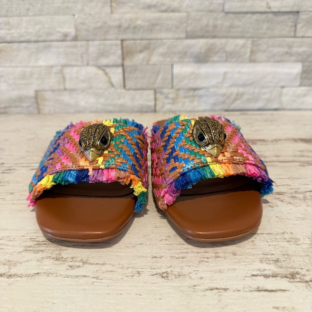 Kurt Geiger Kensington Eagle Casual Rainbow Flat Raffia Slide Sandals 36.5 EU - Picture 4 of 16